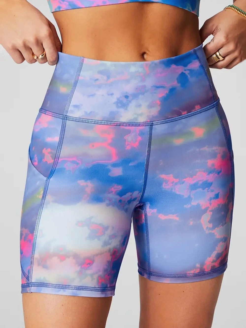 Fabletics Pure Luxe Neon Sunset Cloud Bike Shorts